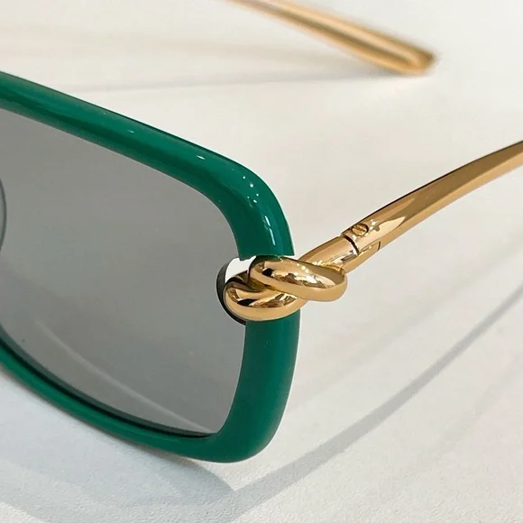 Bottega Veneta Emerald Sunglasses with Gold Details